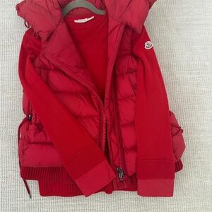 Moncler Red Puffer Vest with Sweater